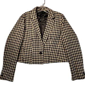 Lily Morgan NWOT Women's Black and Tan Houndstooth Long Sleeve Blazer Size Large